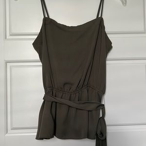 green top with tie string